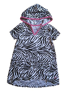 OP Baby Girls Zebra Beach Hooded Swim Suit Cover up Xs - XL Slip on (xs 4/5) Black/White