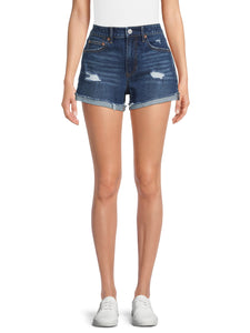 No Boundaries Juniors Cuffed Denim Shorts - Dark Wash