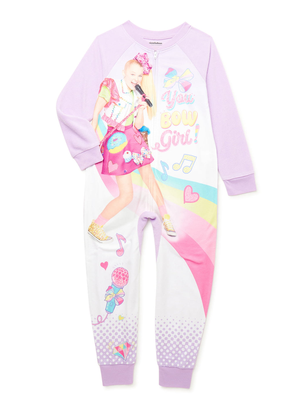 JoJo Siwa Girls One-Piece Footless Union Suit Pajamas, Sizes 4-12