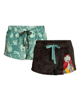 Load image into Gallery viewer, Disney Nightmare Before Christmas Sally Women’s Velour Pajama Shorts, 2-Pack, Sizes XS-3X
