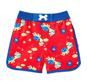 Scuba Turtles Brilliant Red Swim Short Trunks - 12 Months