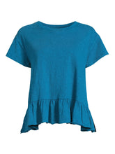 Load image into Gallery viewer, Women&#39;s Time and Tru Short Sleeve Washed Peplum Top
