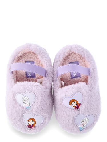 Frozen Toddler Girls Slippers - Sisters Elsa & Anna - Purple - Sizes 5/6-11/12