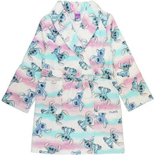 Load image into Gallery viewer, Disney Lilo &amp; Stitch Girls Soft White Rainbow Bathrobe Robe House Coat Pajama
