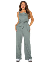 Load image into Gallery viewer, Celebrity Pink Women&#39;s Juniors Short Sleeve High Rise Wide Leg Denim Jumpsuit - Sizes XS-3X
