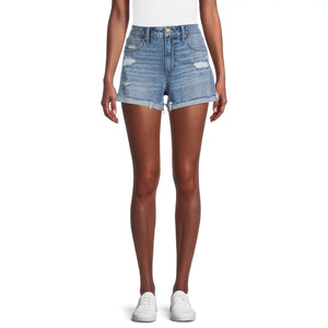 No Boundaries Juniors Cuffed Denim Shorts - Dark Wash