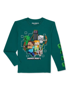 Minecraft Boys Long Sleeve Graphic T-Shirt, X-Small