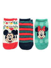 Load image into Gallery viewer, Disney Women&#39;s Character Holiday Cozy No Show Socks, 3-Pack, Size 4-10
