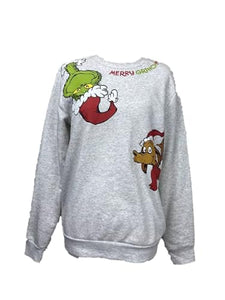 The Grinch Who Stole Christmas Kids Sweatshirt, Large Grey