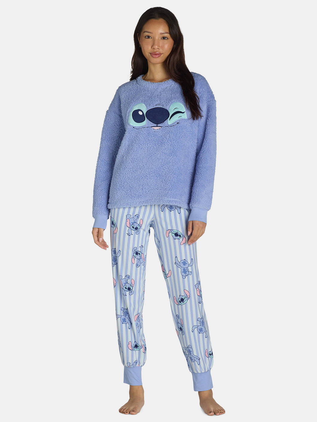 Disney Women's and Womens Plus Stitch Plush Pajama Set, 2-Piece, Sizes S-3X