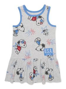 Peanuts Snoopy Toddler Girl Americana Sleeveless Dress