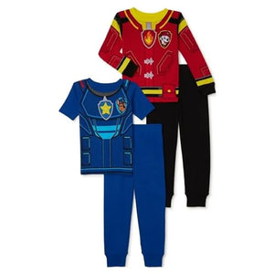 Paw Patrol Toddler Marshall and Chase 4 Pc Pajama Set, Tight Fitting - Sizes 12M-5T