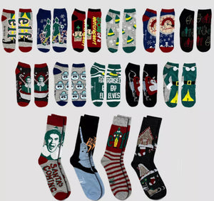 Men's Elf 15 Days of Socks Advent Calendar - Red/Black/Green 6-12