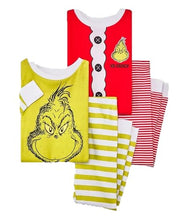 Load image into Gallery viewer, The Grinch who Stole Christmas 4Pc Snug Fit Striped Pajamas - Toddler and Infant
