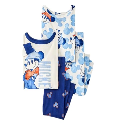 Toddler Boys' 4pc Snug Fit Mickey Mouse Cotton Pajama Set - Blue, Size 12M-5T