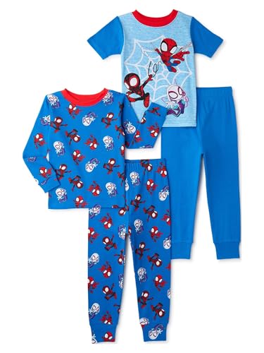 Marvel Spider-man and Friends Toddler Character Pajama Set, 4-Piece, 2T Blue