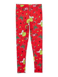 The Grinch Girls Leggings - Red