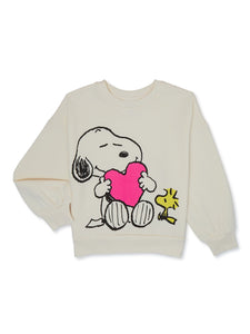 Snoopy Girls Long Sleeve Graphic Sweatshirt, Size Small