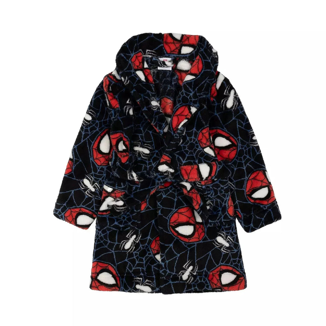 Spider-man Toddler Boy's Black Spidey and Spider Web Print Bathrobe, Robe