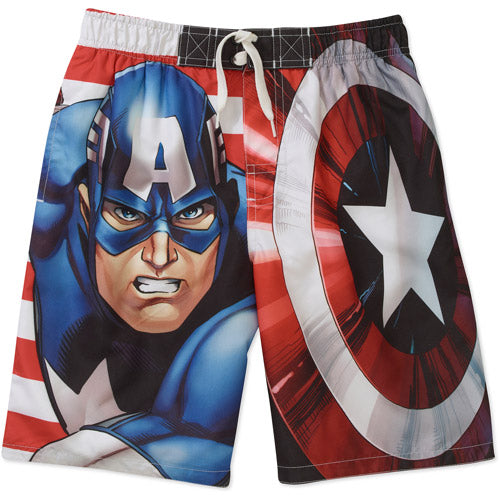 Marvel Captain America Boys Swim Shorts - Size Small