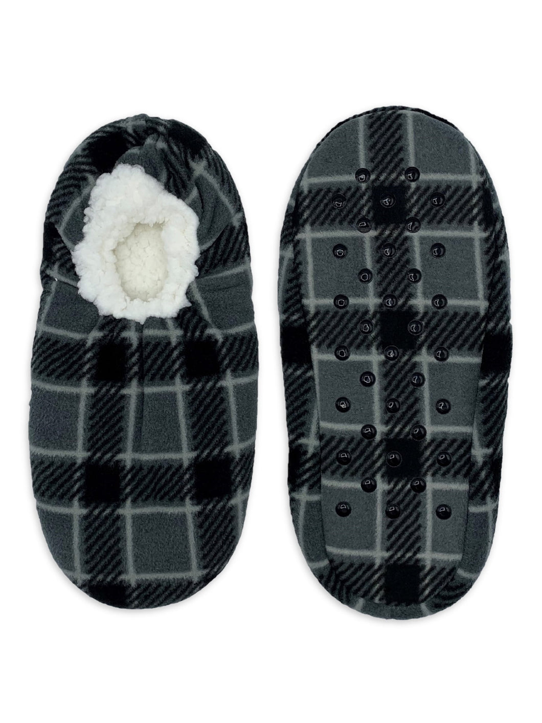 Fuzzy Babba Adult Men's Slipper Socks - Plaid, Black Solid, Mickey