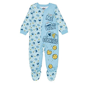 Cookie Monster Me Want Cookies Blanket Sleeper Footed Pajamas