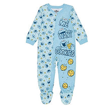 Load image into Gallery viewer, Cookie Monster Me Want Cookies Blanket Sleeper Footed Pajamas
