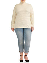 Load image into Gallery viewer, Time and Tru Women&#39;s Plus Size Striped Turtleneck Tee
