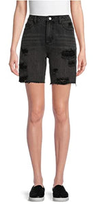 No Boundaries Junior's Black Wash 90's Boyfriend Shorts