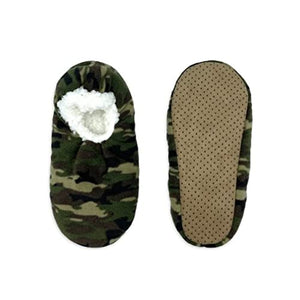 Fuzzy Babba Adult Men's Slipper Socks - Plaid Camo Solid