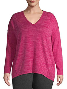 Terra & Sky Women's Plus Size V-Neck Thermal Rib T-Shirt