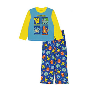 Boys Pokemon Pikachu Bulbasauer Squirtle Charmander 2 Pc Pajama Set